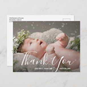 Eenvoudig elegant foto-Baby shower Hartelijk dank Briefkaart