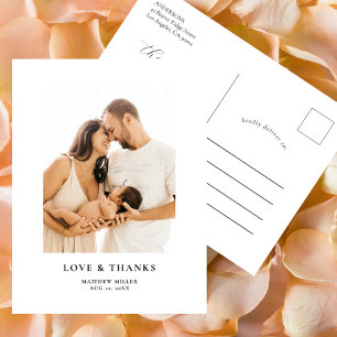 Eenvoudig elegant foto-Baby shower Hartelijk dank Briefkaart