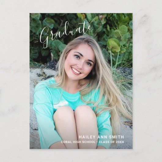 Eenvoudig elegant foto modern Afstuderen Aankondigingskaart (Voorkant)