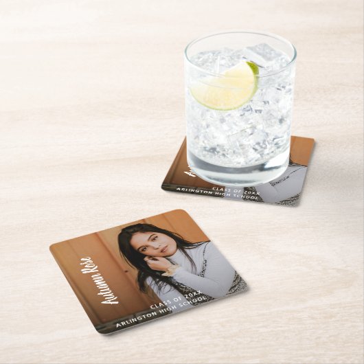 Eenvoudig elegant foto modern Afstuderen Kartonnen Onderzetters (Insitu)