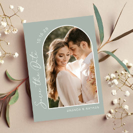 Eenvoudig Elegant Foto Sage Green Wedding Save The Date