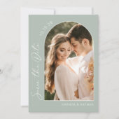 Eenvoudig Elegant Foto Sage Green Wedding Save The Date (Voorkant)