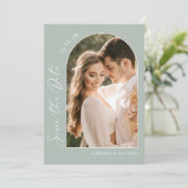 Eenvoudig Elegant Foto Sage Green Wedding Save The Date (Staand voorkant)