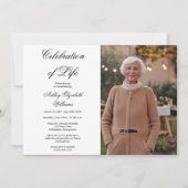 Eenvoudig Elegant Foto White Celebration of Life Kaart (Voorkant)