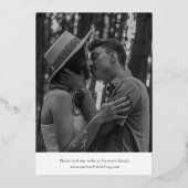 Eenvoudig elegant fotohuwelijk: sla de datum goud  folie uitnodiging (Achterkant)