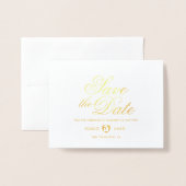 Eenvoudig elegant fotohuwelijk sparen de datum folie kaarten (Voorkant met envelop)