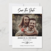 Eenvoudig elegant fotohuwelijk sparen de Datum Kaart (Voorkant)