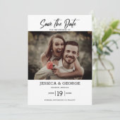 Eenvoudig elegant fotohuwelijk sparen de Datum Kaart (Staand voorkant)