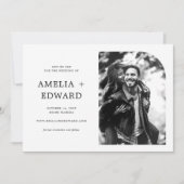 Eenvoudig elegant fotohuwelijk sparen de Datum Kaart (Voorkant)