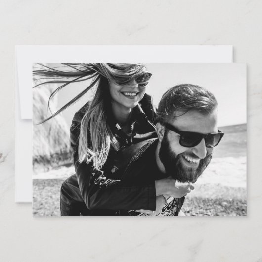 Eenvoudig elegant fotohuwelijk sparen de Datum Kaart (Achterkant)