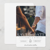 Eenvoudig elegant fotohuwelijk sparen de datum kaart (Voorkant / Achterkant)