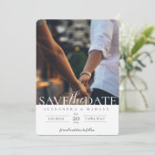 Eenvoudig elegant fotohuwelijk sparen de datum kaart (Staand voorkant)