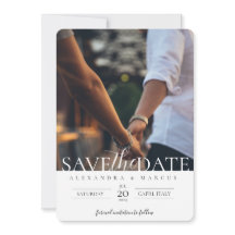 Eenvoudig elegant fotohuwelijk sparen de datum