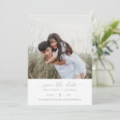 Eenvoudig elegant fotohuwelijk sparen de Datum Kaart (Staand voorkant)