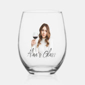 Eenvoudig Elegant Fotonaam Monogram Gift Wijnglas Zonder Voet (Voorkant)