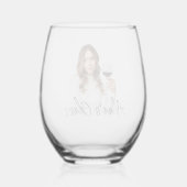 Eenvoudig Elegant Fotonaam Monogram Gift Wijnglas Zonder Voet (Achterkant)