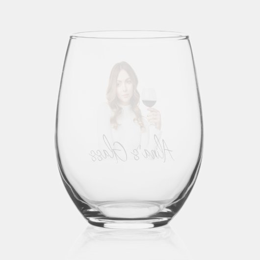 Eenvoudig Elegant Fotonaam Monogram Gift Wijnglas Zonder Voet (Achterkant)