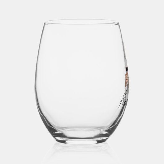 Eenvoudig Elegant Fotonaam Monogram Gift Wijnglas Zonder Voet (Rechts)