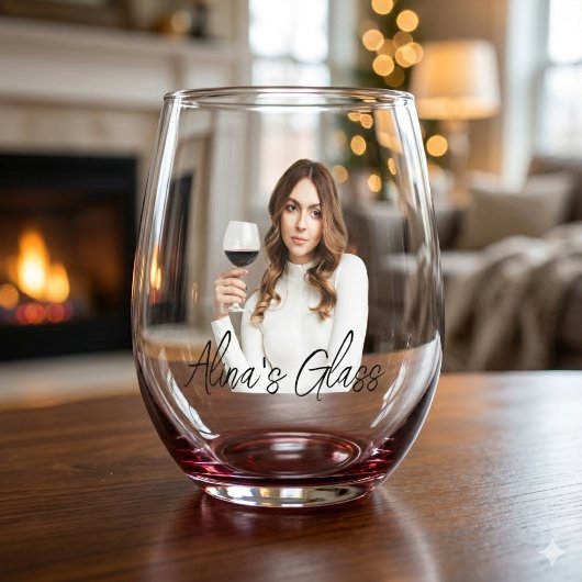 Eenvoudig Elegant Fotonaam Monogram Gift Wijnglas Zonder Voet