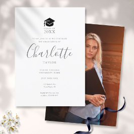 Eenvoudig Elegant Fotoscript Afstudeerfeest Kaart
