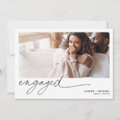 Eenvoudig Elegant Fotoscript QR Code Verloving Kaart (Voorkant)