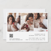 Eenvoudig Elegant Fotoscript QR Code Verloving Kaart (Achterkant)