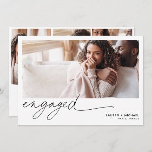Eenvoudig Elegant Fotoscript QR Code Verloving Kaart