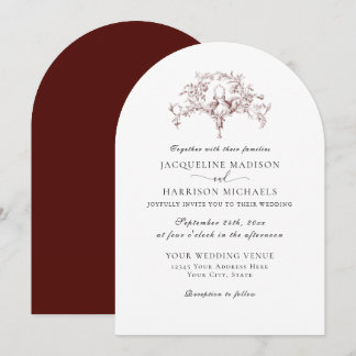 Eenvoudig Elegant Frans Toile Duiven Burgundy Rood Kaart