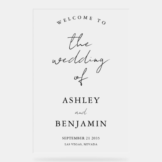 Eenvoudig Elegant Frosted Wedding Welkom Acryl Bord (Voorkant)