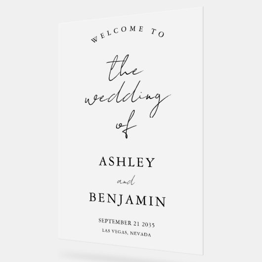 Eenvoudig Elegant Frosted Wedding Welkom Acryl Bord (Hoek)