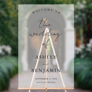 Eenvoudig Elegant Frosted Wedding Welkom Acryl Bord