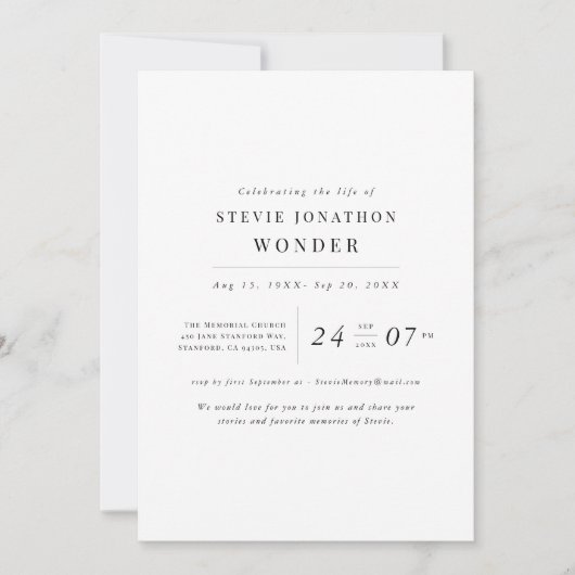 Eenvoudig Elegant Funeral Memorial Death Jubileum Kaart (Voorkant)