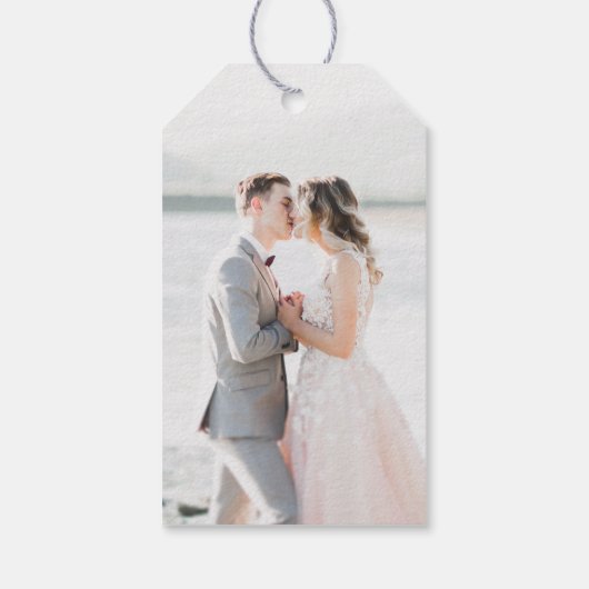 Eenvoudig elegant, gebroken wit Ivory Wedding Dank Cadeaulabel (Achterkant)