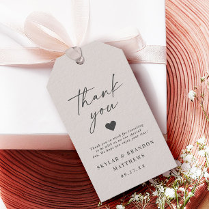 Eenvoudig elegant, gebroken wit Ivory Wedding Dank Cadeaulabel