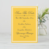Eenvoudig Elegant Geel Wit Save The Date Bruiloft Aankondiging (Staand voorkant)