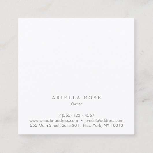 Eenvoudig elegant, gepenseld, witte marmer Profess Vierkante Visitekaartje (Achterkant)