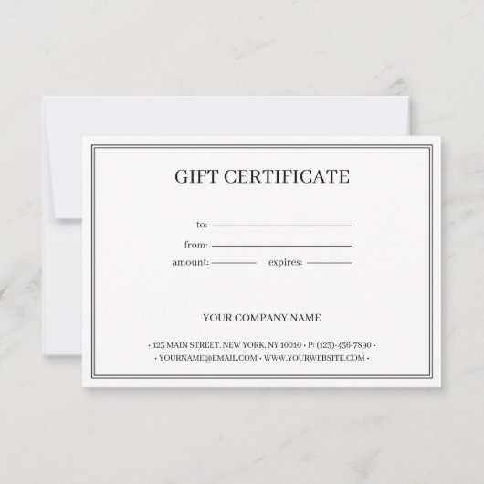 Eenvoudig Elegant Gepersonaliseerd Cadeaubon (Achterkant)