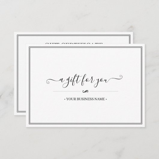 Eenvoudig Elegant Gepersonaliseerd Cadeaubon (Voorkant / Achterkant)