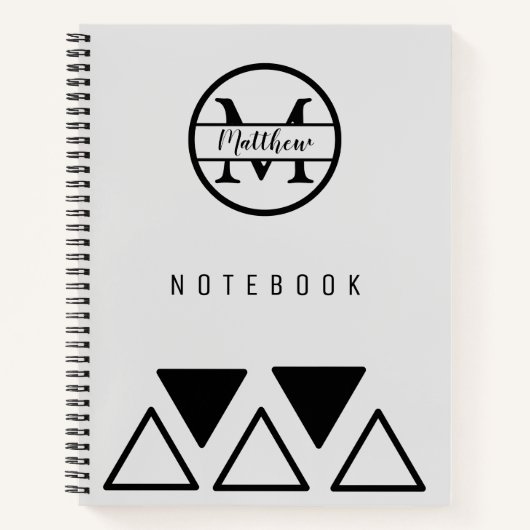 Eenvoudig Elegant gepersonaliseerd Monogram Silver Notitieboek (Voorkant)