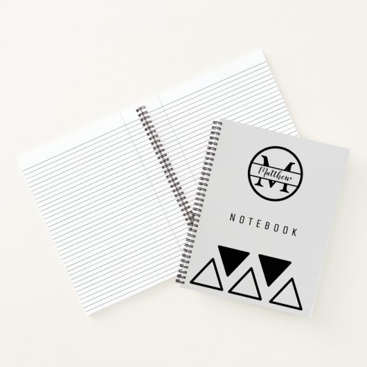 Eenvoudig Elegant gepersonaliseerd Monogram Silver Notitieboek (Binnen)