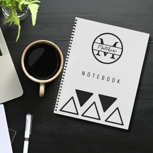 Eenvoudig Elegant gepersonaliseerd Monogram Silver Notitieboek