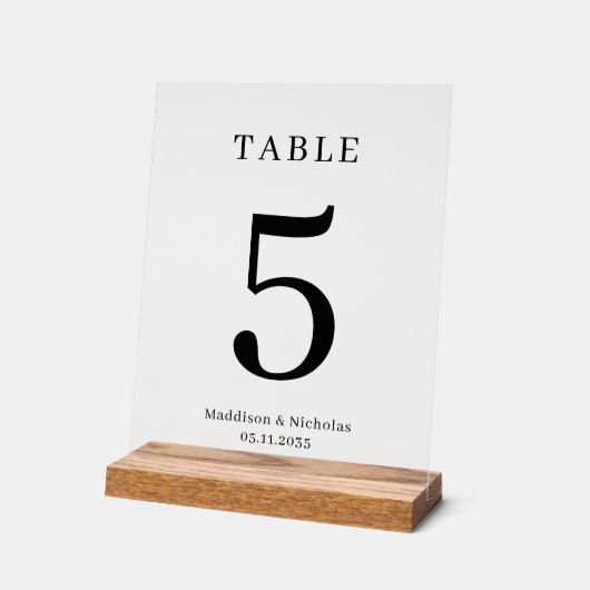Eenvoudig Elegant Gepersonaliseerd Trouwtafelnumme Acryl Bord (Hoek)