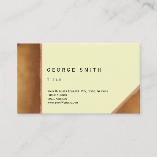 Eenvoudig Elegant Gewoon Bruin Geel Visitekaartje (Voorkant)