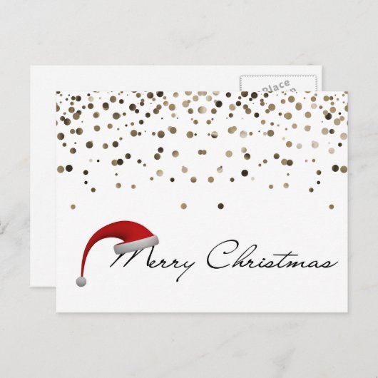 Eenvoudig elegant glitter Decor Santa Hat Kerstmis Feestdagenkaart (Voorkant / Achterkant)