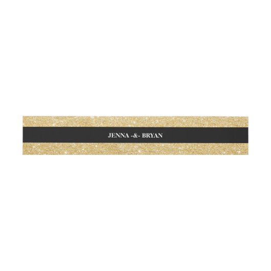 Eenvoudig elegant glitter Gold en zwart, op maat Uitnodigingen Wikkel (Vlak)