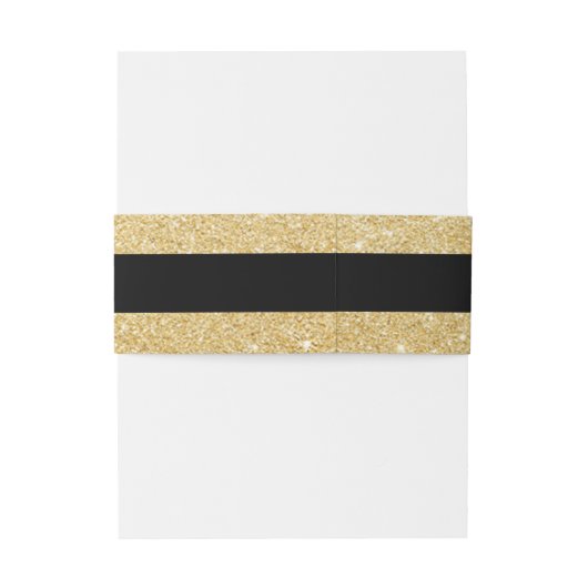 Eenvoudig elegant glitter Gold en zwart, op maat Uitnodigingen Wikkel (Achterkant Voorbeeld)