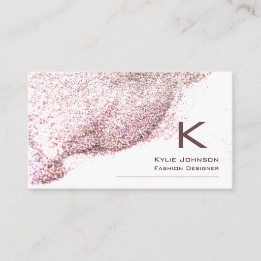 Eenvoudig Elegant Glitter Monogram Gepersonaliseer Visitekaartje (Voorkant)
