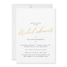Eenvoudig Elegant Gold Bridal Shower Uitnodiging