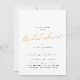 Eenvoudig Elegant Gold Bridal Shower Uitnodiging