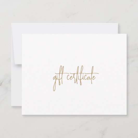 Eenvoudig Elegant Gold Business Cadeaubon (Voorkant)